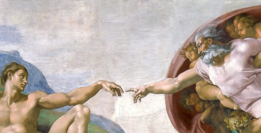 creation painting adam hands God