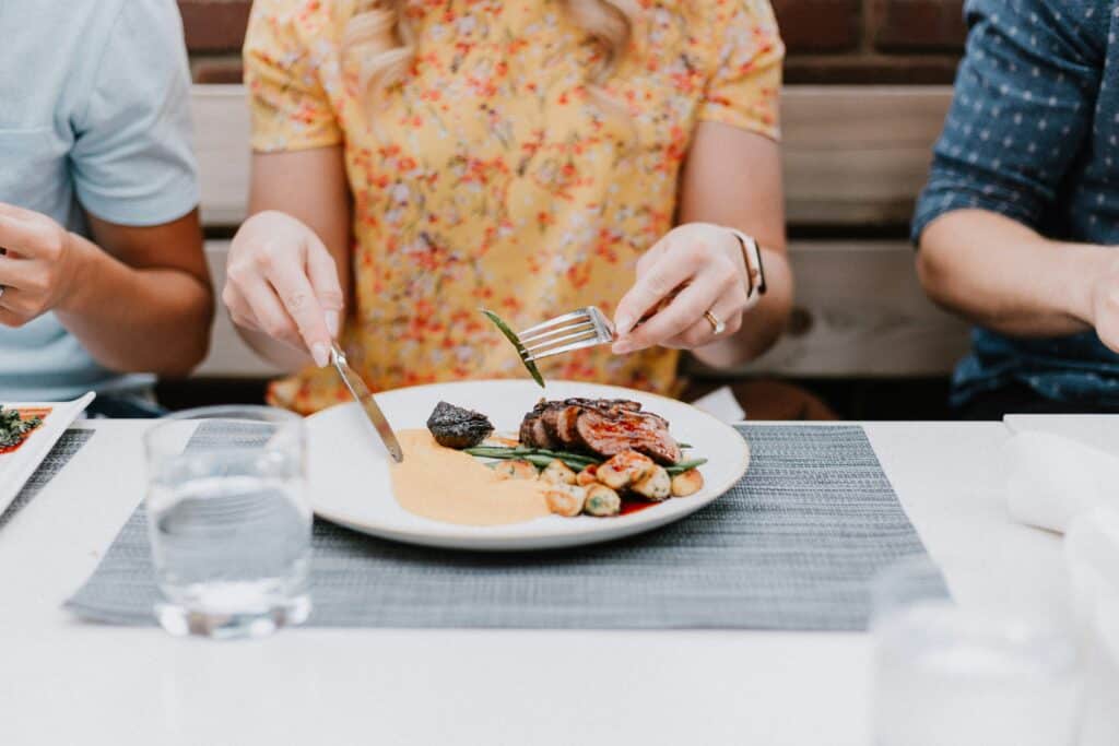 woman with a plate of food